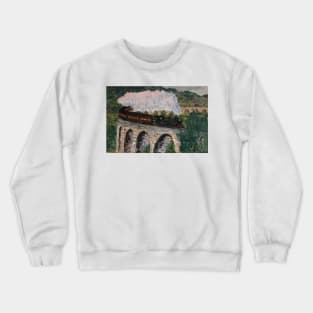 Train steaming over bridge Crewneck Sweatshirt